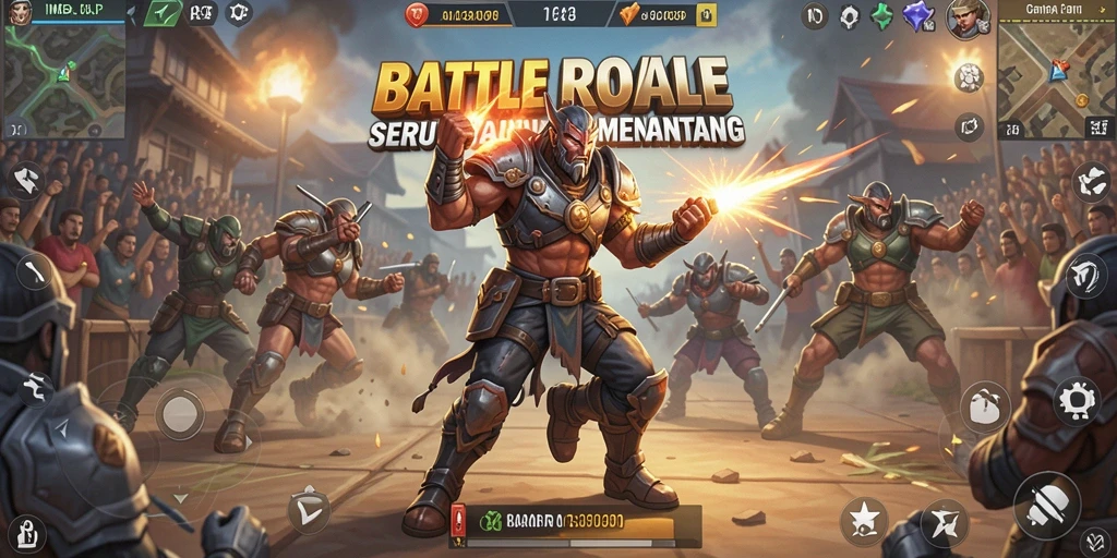 Screenshot IMBAJP menampilkan aksi menegangkan dalam pertempuran Battle Royale.