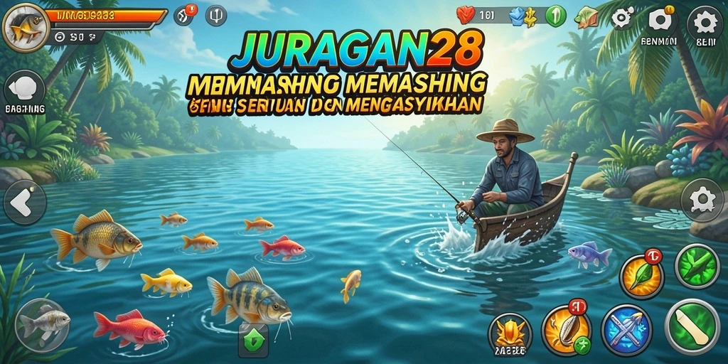 Tampilan menarik dari gameplay JURAGAN28 saat memancing di laut.