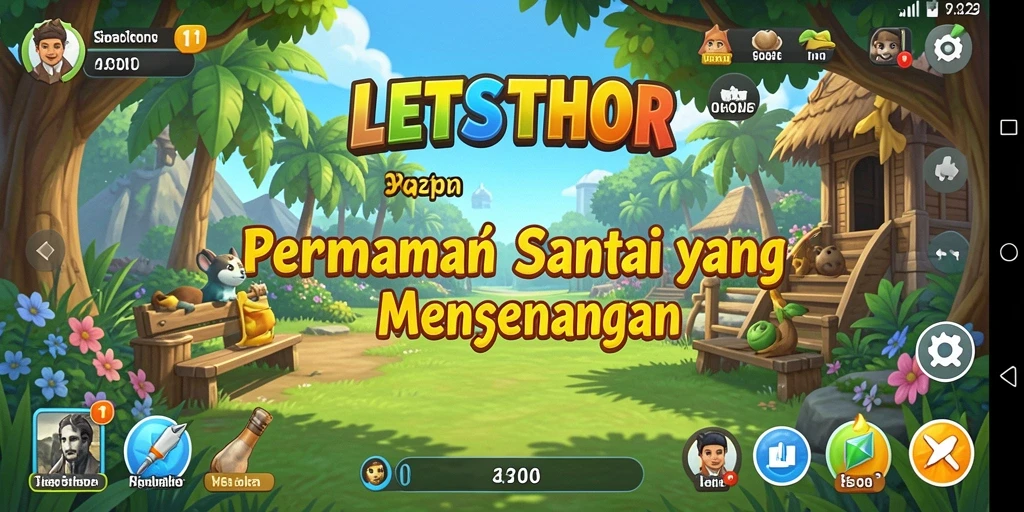 Tampilan gameplay LETSTHOR yang menarik dan penuh warna.