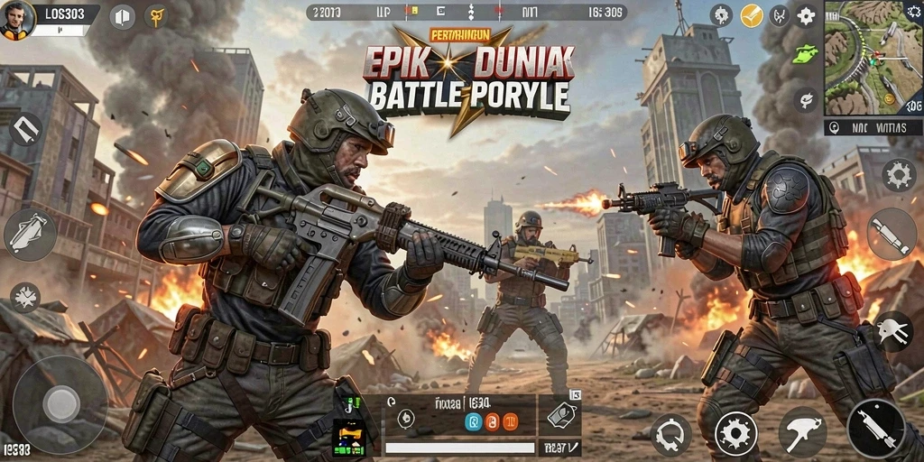 Tangkapan layar LOS303 menampilkan aksi mendebarkan dalam mode Battle Royale.