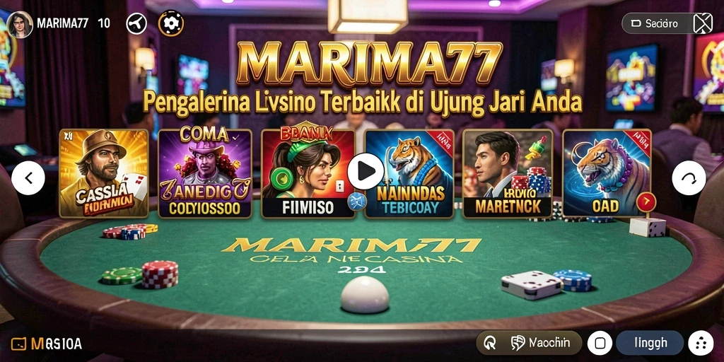 Tampilan gameplay Live Casino MARIMA77 yang menarik dan interaktif.