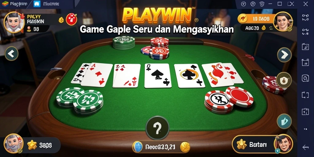 Screenshot gameplay <strong>PLAYWIN</strong> yang menampilkan sesi permainan Gaple yang kompetitif.
