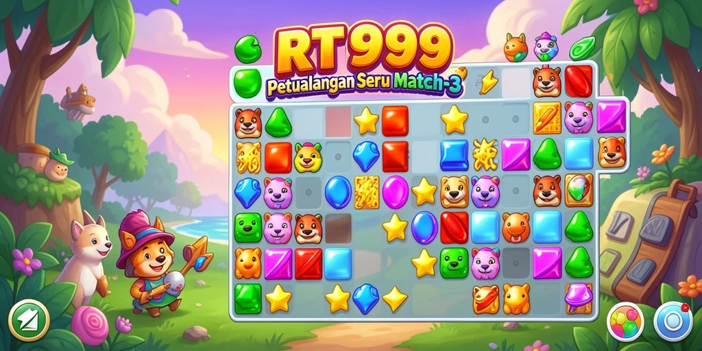 Tampilan gameplay RT99 dengan tantangan seru Match-3.