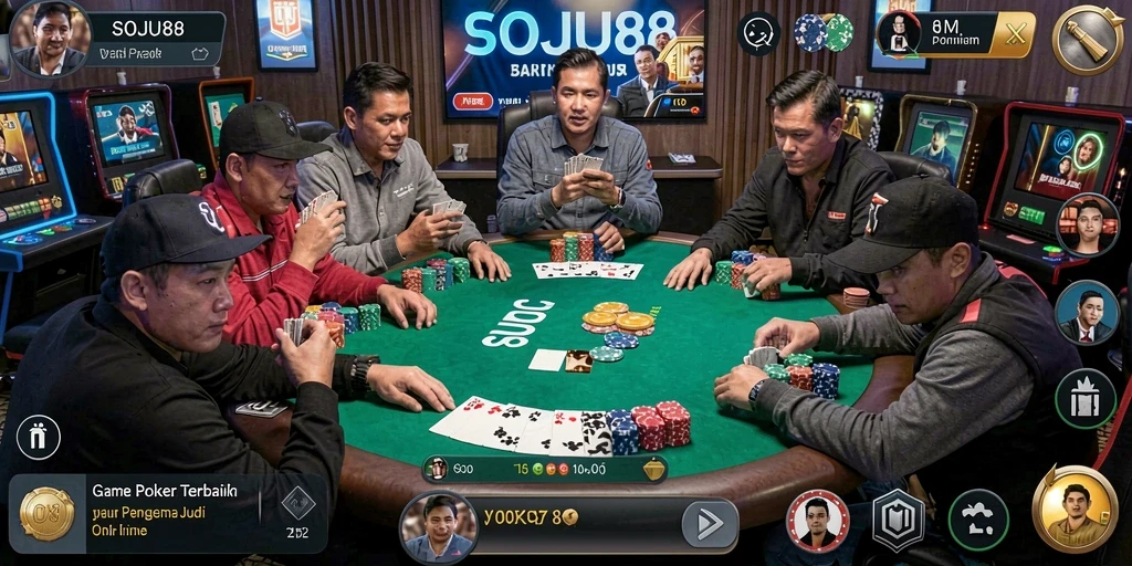 Screenshot SOJU88 menampilkan gameplay seru saat bermain poker.