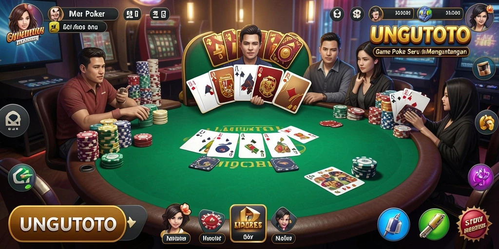 Screenshot gameplay UNGUTOTO menampilkan momen mendebarkan saat permainan Poker.