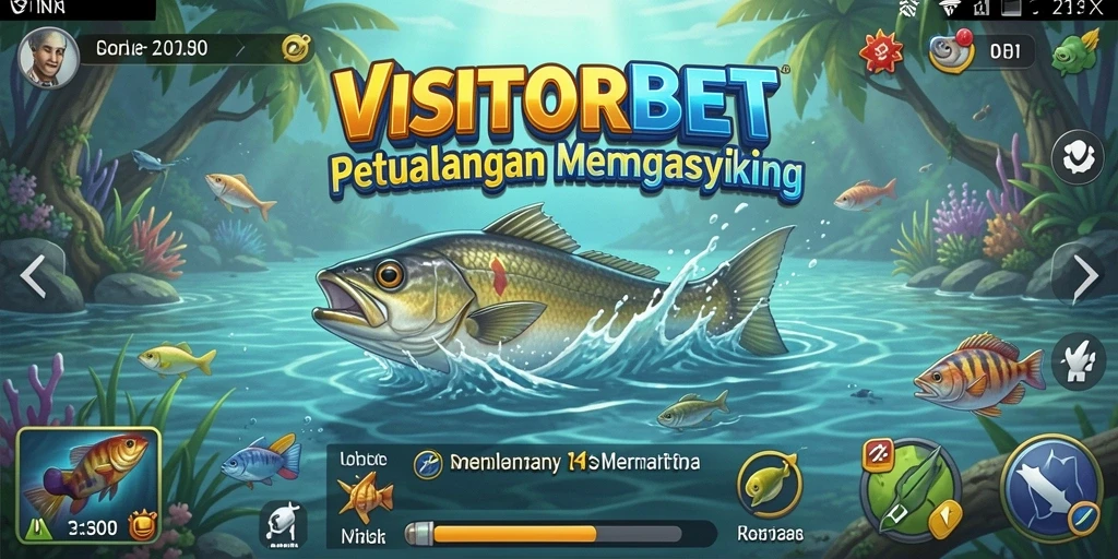 Tampilan menarik dari gameplay VISITORBET saat menangkap ikan di laut.