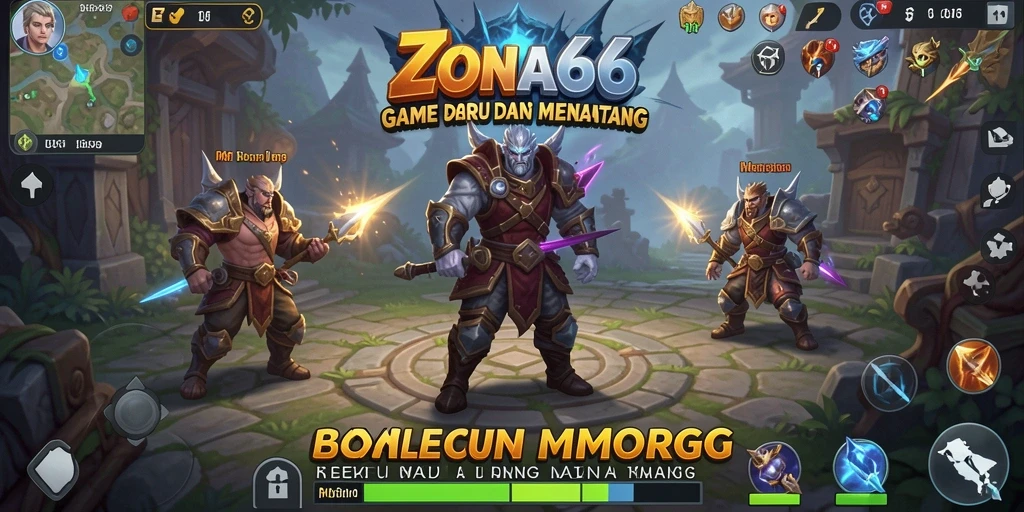 Screenshot ZONA66 menampilkan tindakan seru dalam pertempuran MMORPG.